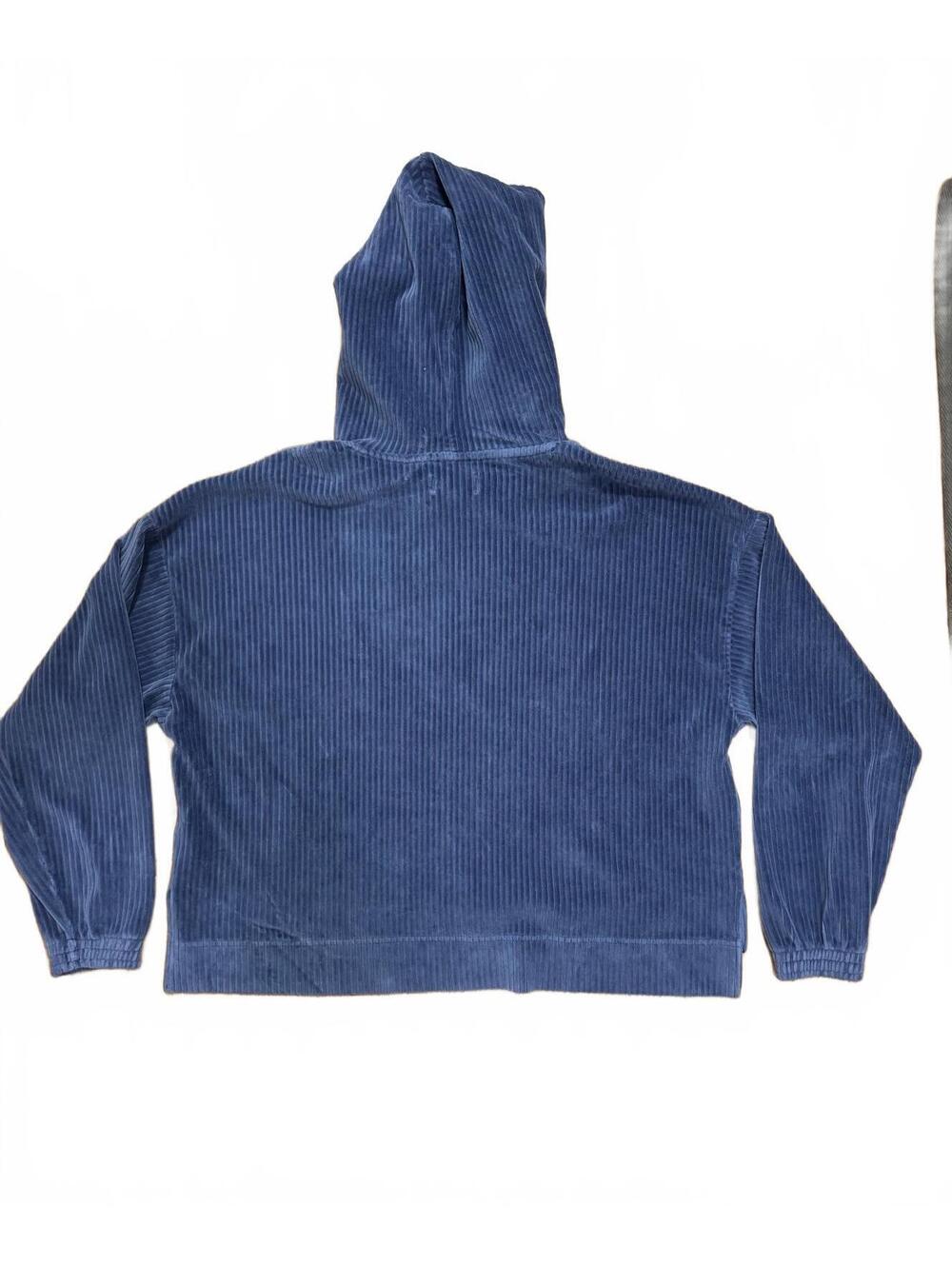 Aerie Women's Blue Ribbed Velour Hoodie Sweatshirt Size Small - Picture 4 of 4
